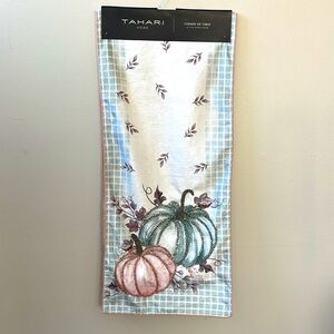 Tahari, Fall Pumpkin with Autumn Leaf Theme Beaded Table Runner 16” x 72”